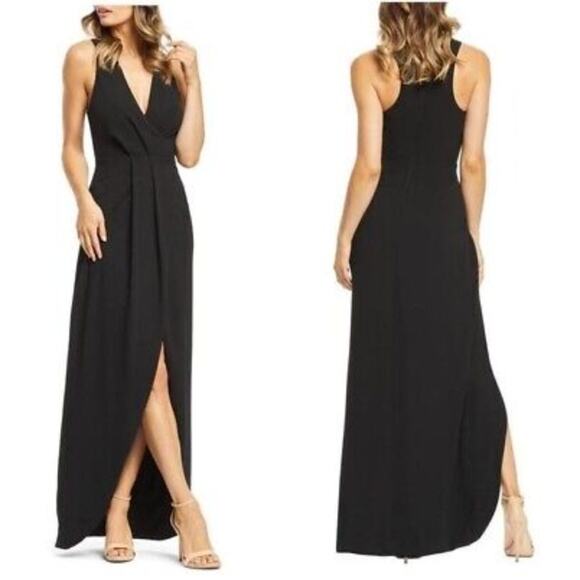 DRESS THE POPULATION Ariel Racerback Faux Wrap Crepe Gown Bridesmaid Dress // S - Picture 8 of 10